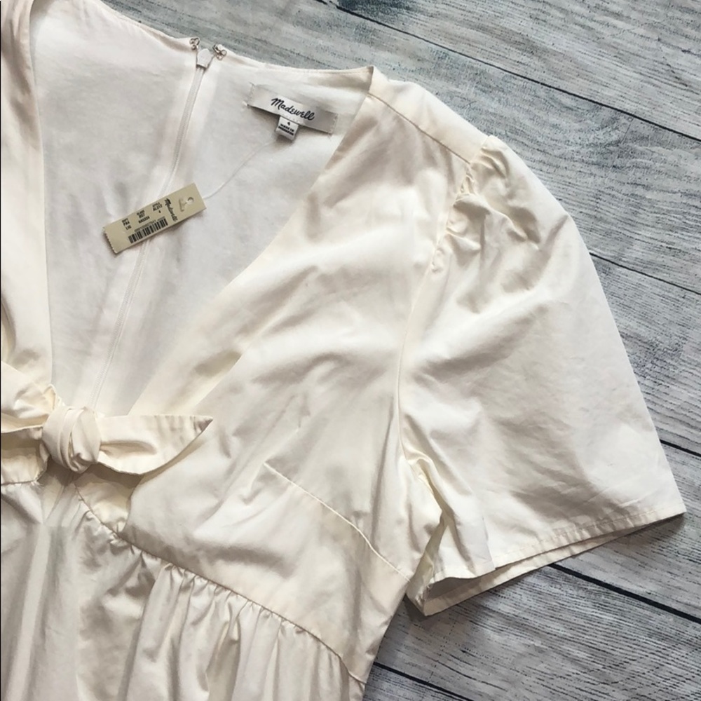 NWT Madewell Tie Front Crepe Fit Flare Mini Dress - Picture 7 of 12